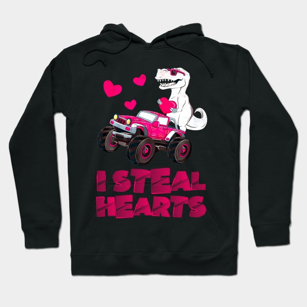 Kids I Steal Hearts Dinosaur Valentines Day For Baby Boys Toddler Hoodie by ReneeShitd